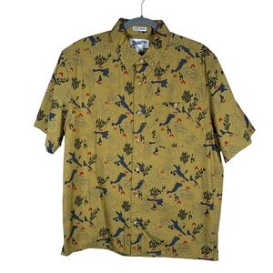 Duluth Trading Co Shirt Mens Medium Untucked Relaxed Fit Map Camping Print